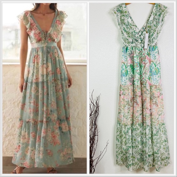 NWT HOUSE OF HARLOW 1960 Tiered Chiffon Maxi Dress - Small - Picture 2 of 7